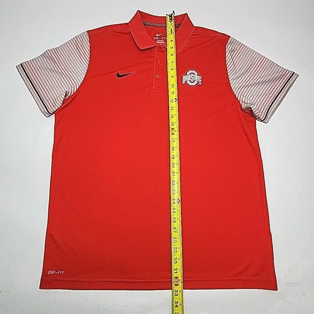 Ohio State Buckeyes Nike Golf Shirt Dri-Fit Men Sz XL Red Football OSU NCAA